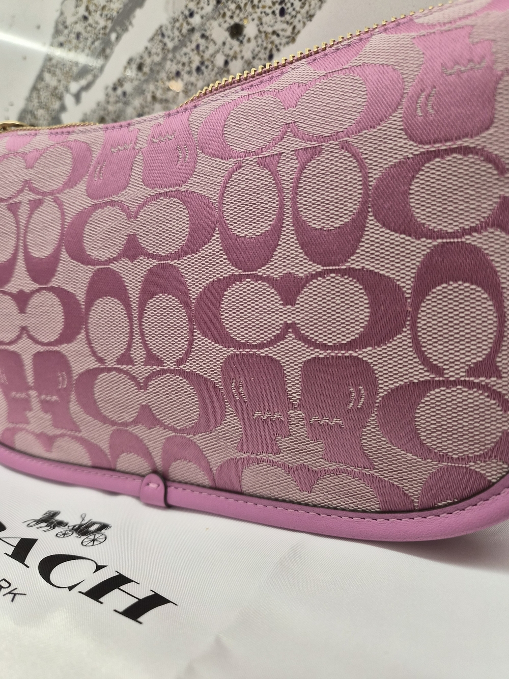Brain Dead x Coach Signature Jacquard Twin Turnlock Waverly Bag in Fuchsia - Picture 3 of 13